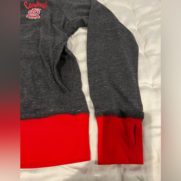 STL Cardinal Genuine Mercandise ladies M grey long sleeve open cardigan w/ hood. - Picture 6 of 8